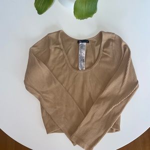 Zara ribbed 3/4 sleeve crop top